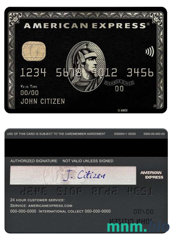 USA PNC bank amex black karta przykład w formacie PSD